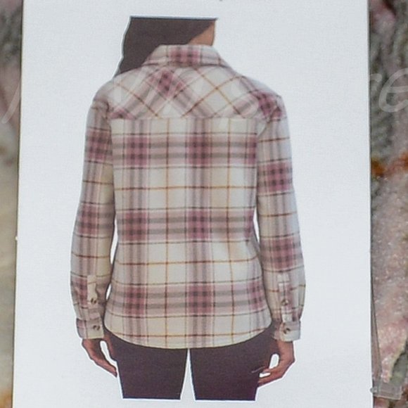 Pink NWT Sage Ladies' Plush‎ Plaid Shirt Jacket - Picture 7 of 9